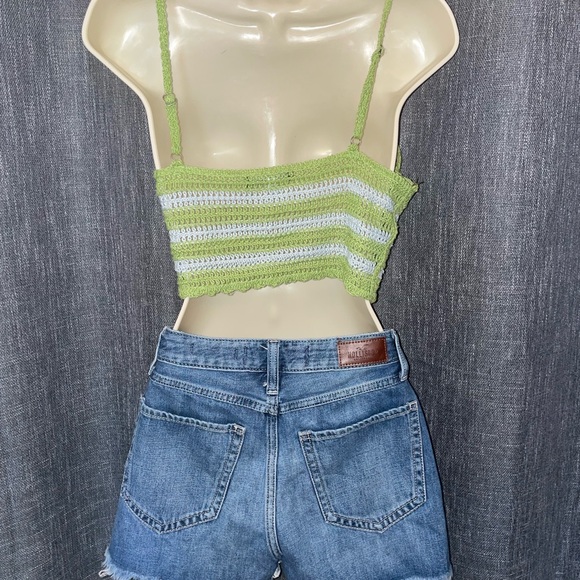 PACSUN Green and white Crochet Halter Top - Picture 3 of 5